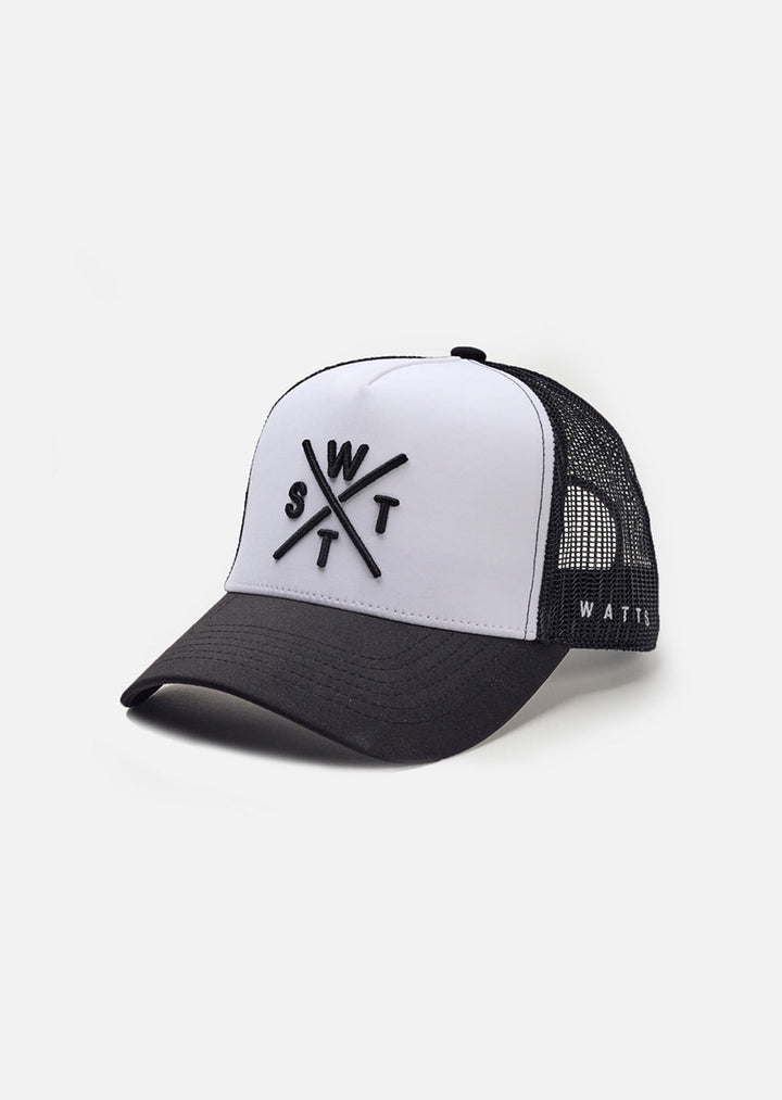 WATTS R-Tribe Cap in Mix White &amp; Black – front view