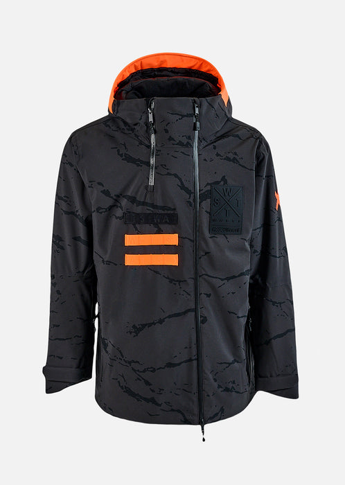 WATTS X-Wear Ski Jacket Anthracite and grey with 20K/20K Dupore-X™ waterproof membrane, insulated shell, helmet-compatible hood, and powder skirt.