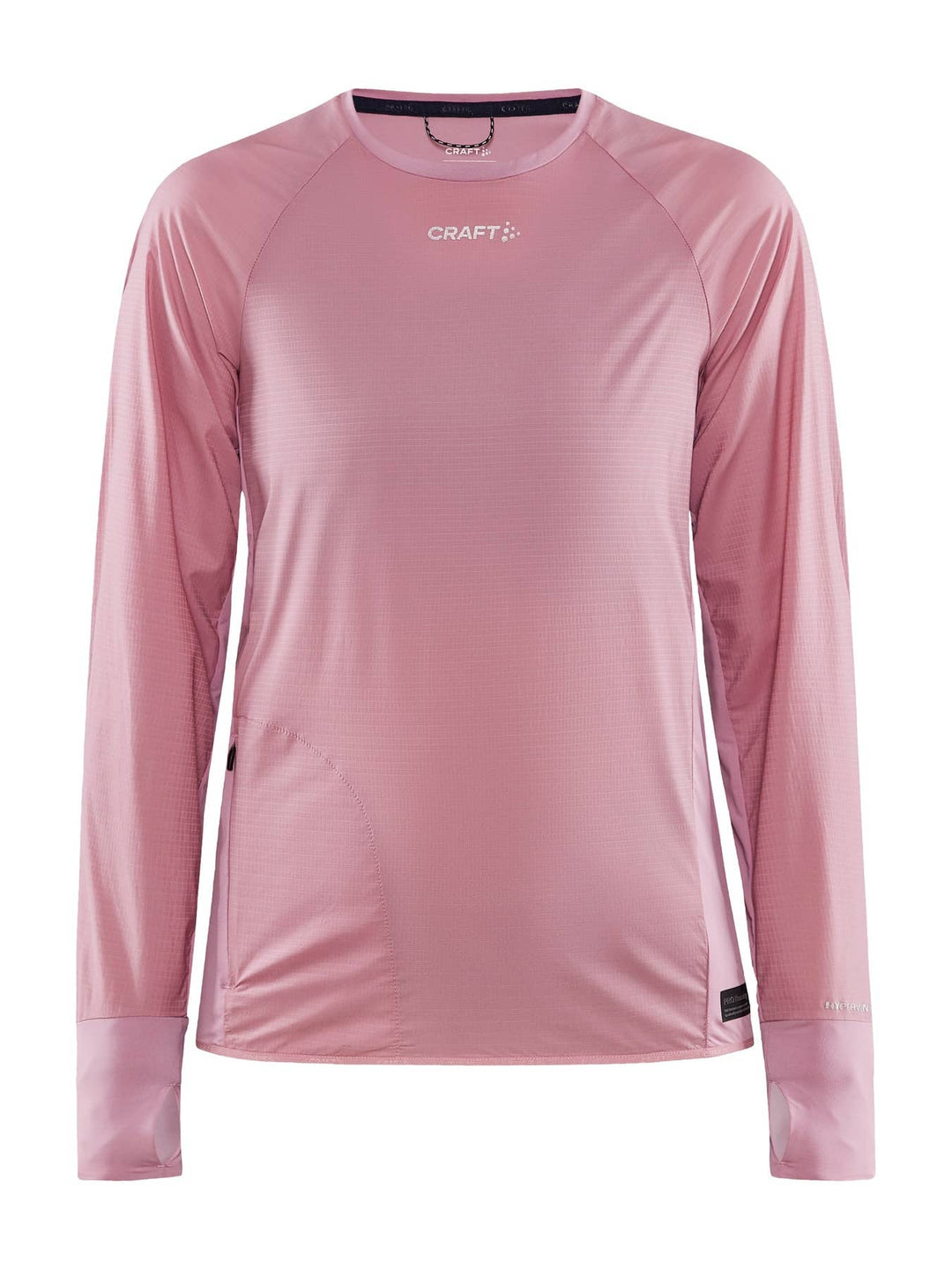 Pink long-sleeve shirt with Craft logo on a white background
