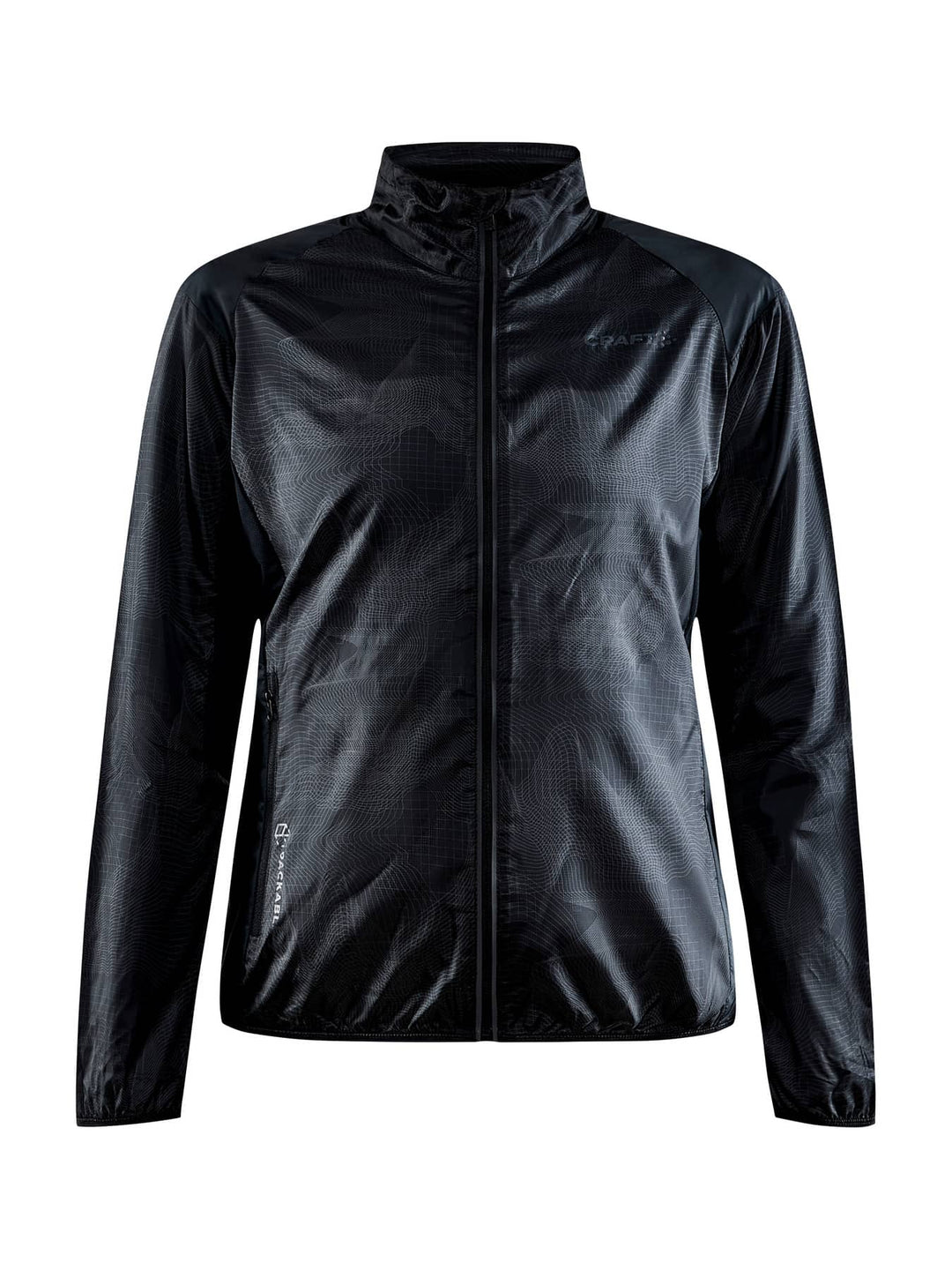Craft Pro Hypervent Jacket Women’s in Black with maximum breathability, moisture-wicking fabric, and reflective details.