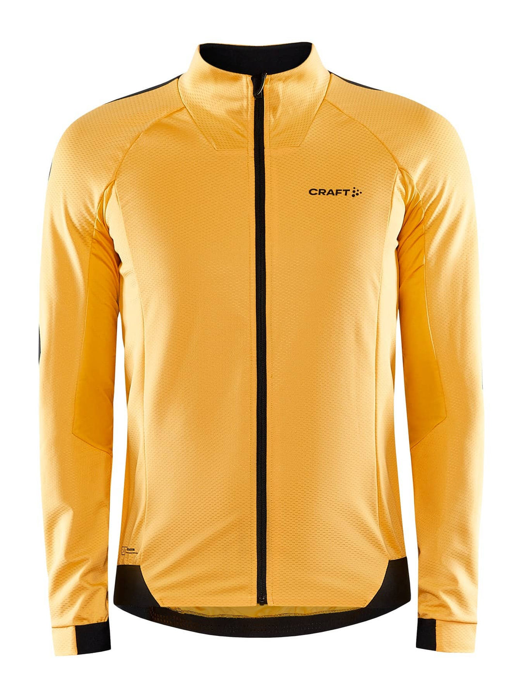 Yellow jacket with black zipper and Craft logo on a white background