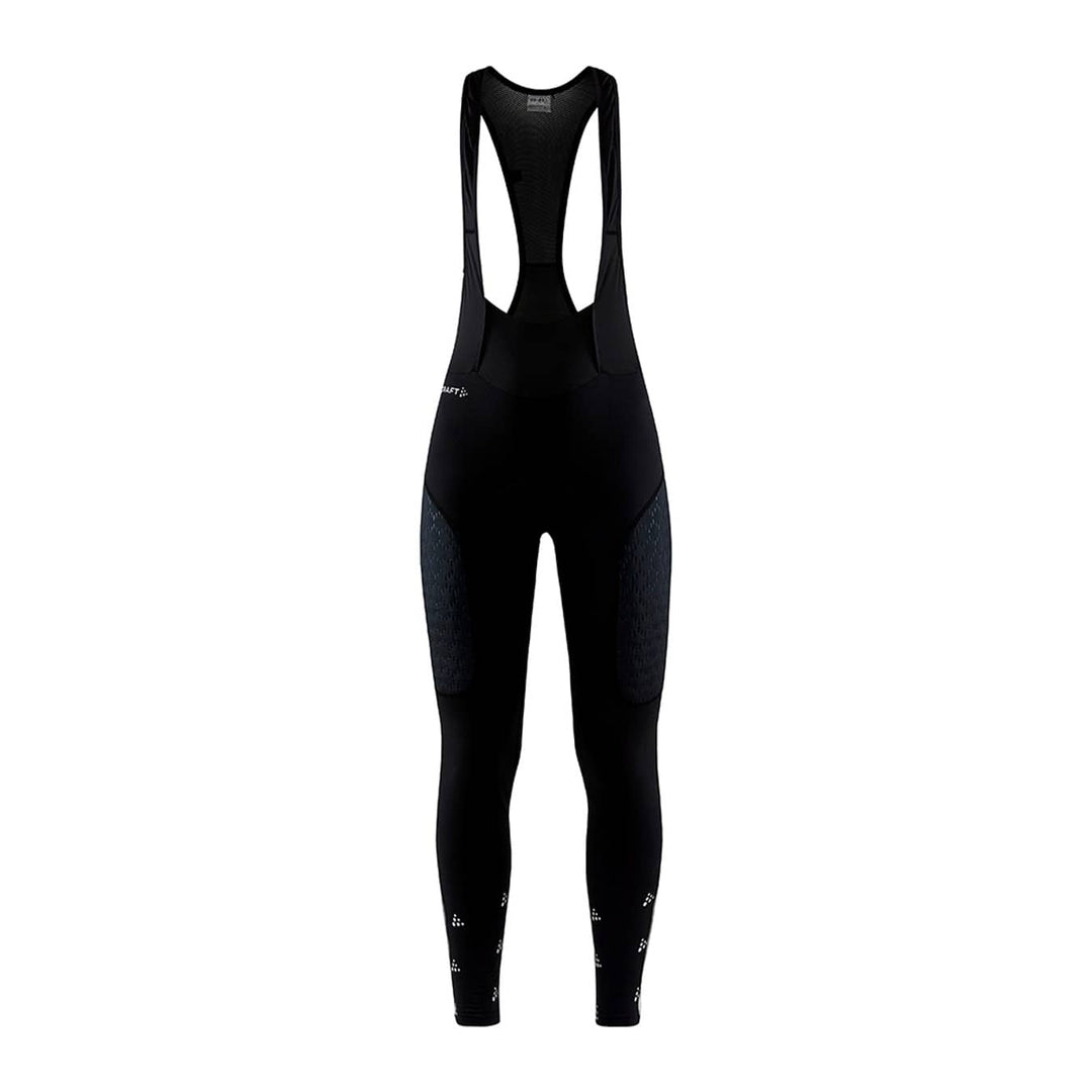 Black cycling bib pants on a white background