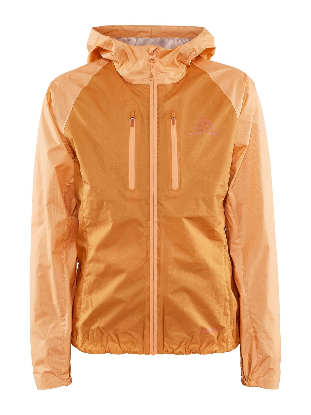 Craft Pro Trail 2L Light Weight Jacket Women’s in Peach Desert, breathable 2-layer trail running jacket with reflective details and lightweight protection.