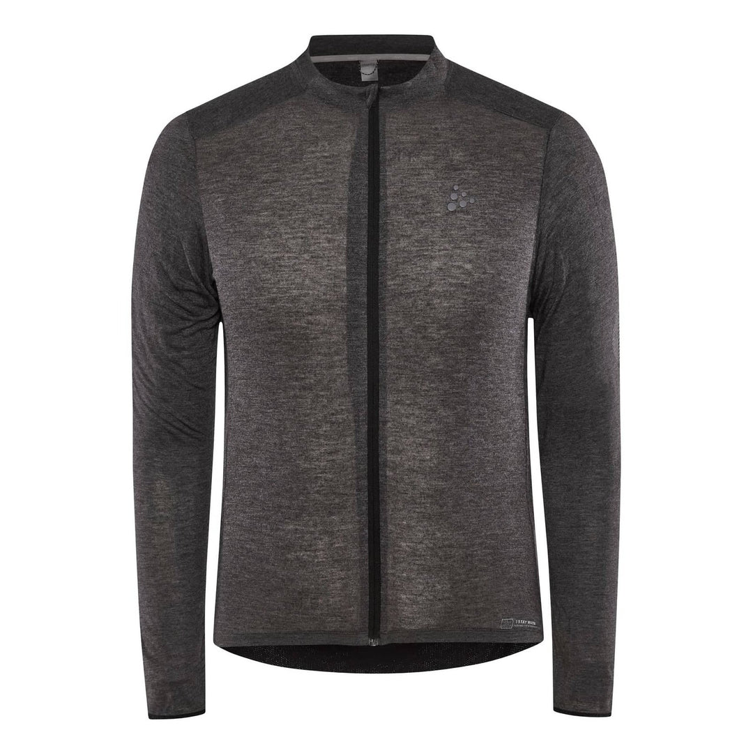 Dark gray long-sleeve athletic jacket on a white background