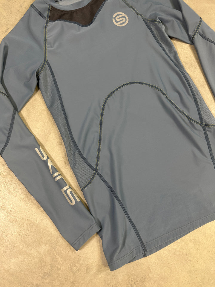SKINS Series-3 Men’s Long Sleeve Compression Top – Blue Grey