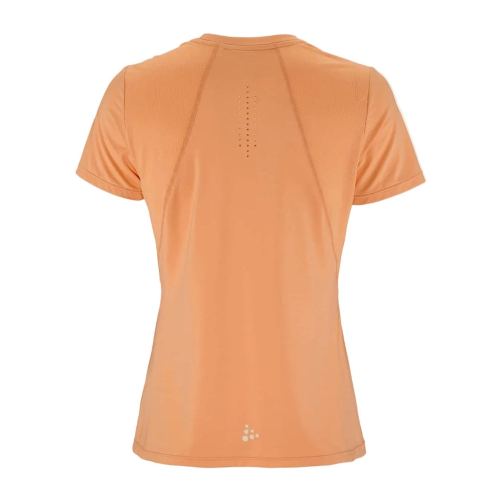 Back view of Craft ADV Essence SS Tee 2 Women's showcasing moisture-wicking performance fabric and comfortable regular fit.