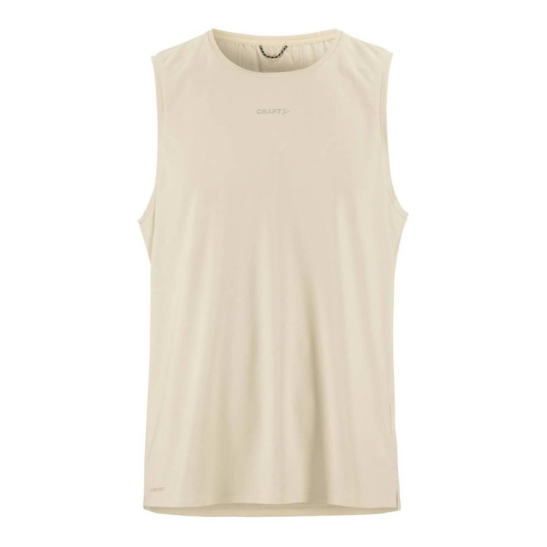 Beige sleeveless top on a white background