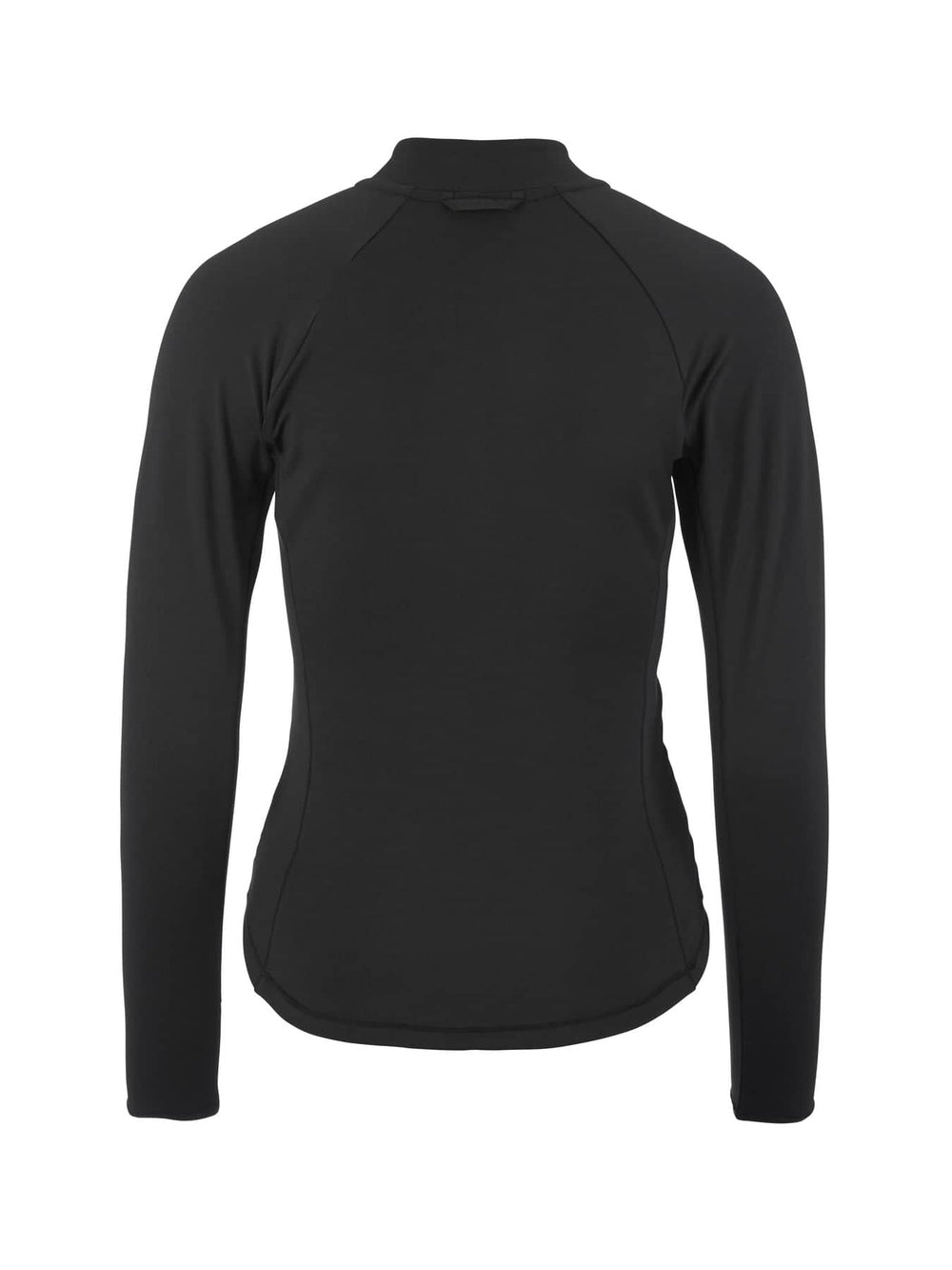 Black long-sleeve athletic shirt on a white background
