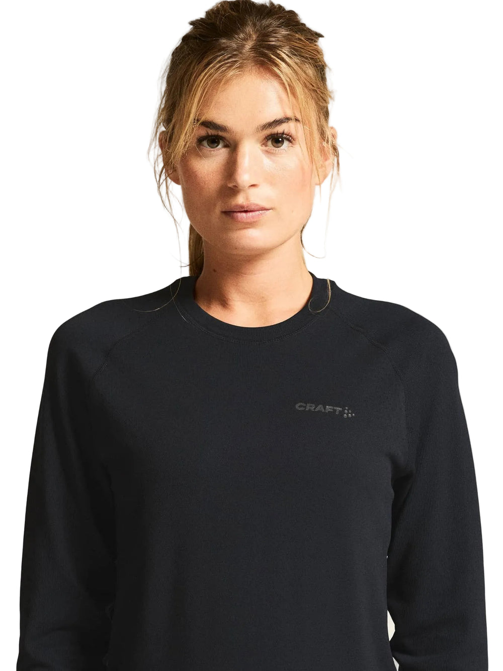 Women model wearing Craft Dry Active Comfort LS 2 Women's Black Front View