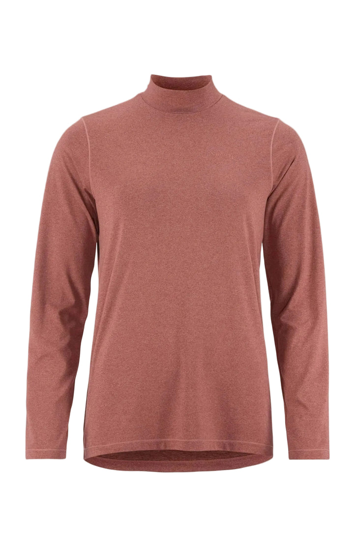 Brown long-sleeve turtleneck shirt on a white background