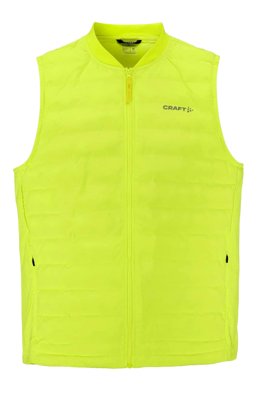 Yellow vest with a brand logo on a white background