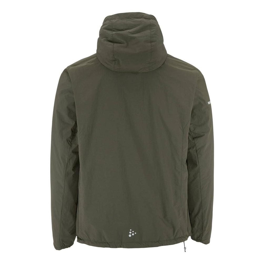 Green jacket with a hood on a white background