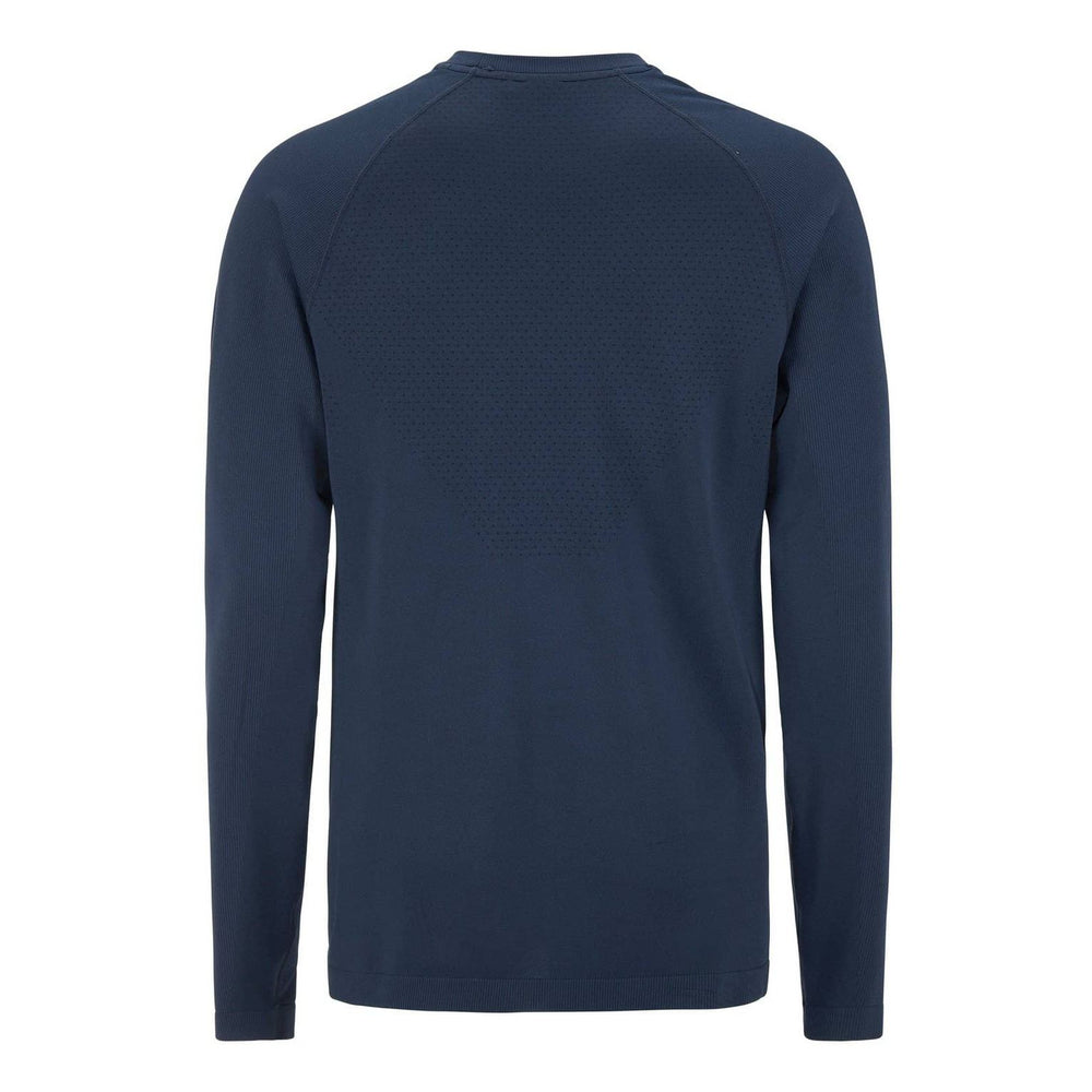 Navy long-sleeve shirt on a white background