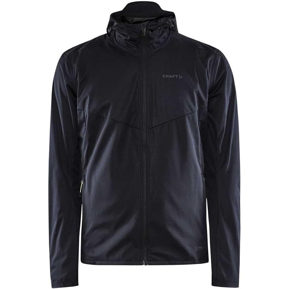 Black jacket with a brand logo on a white background