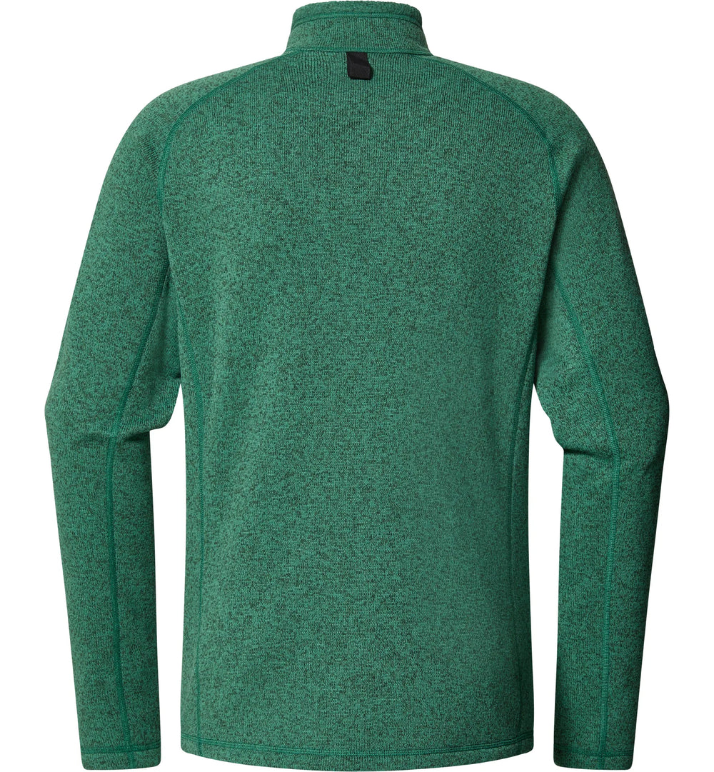 Green fleece pullover on a white background