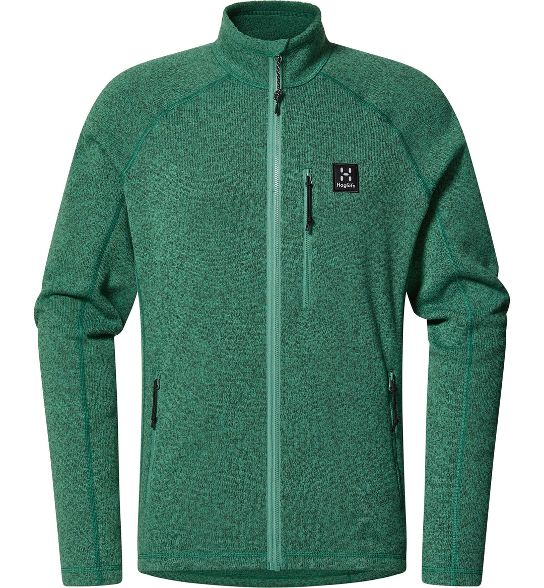 Green fleece jacket with a brand logo on a white background