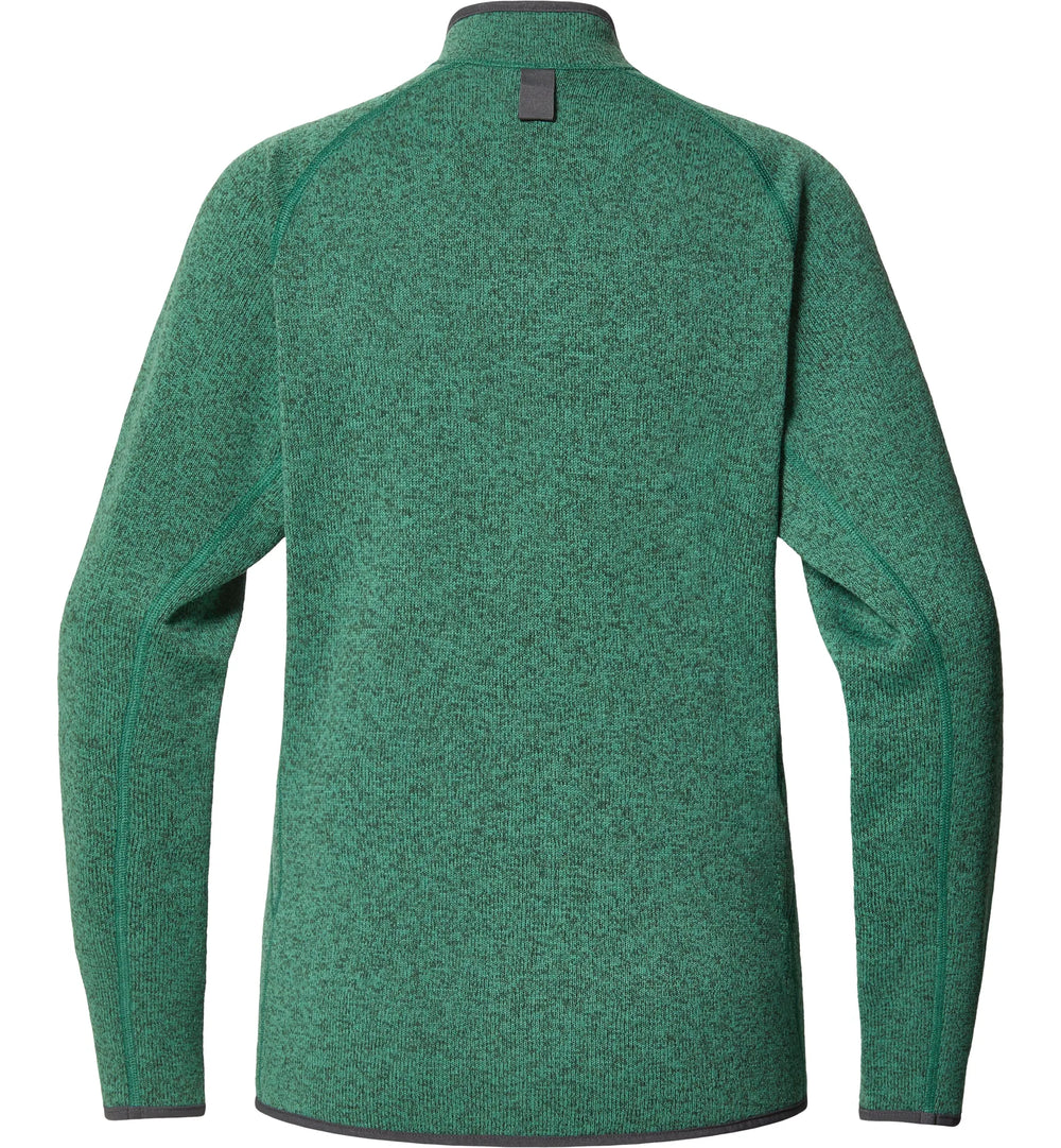 Green fleece pullover on a white background