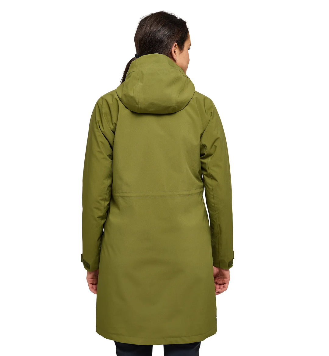 rear view of Haglöfs Aria Proof Parka Women waterproof outdoor jacket
