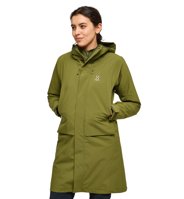 Long rain jacket for women outdoor use