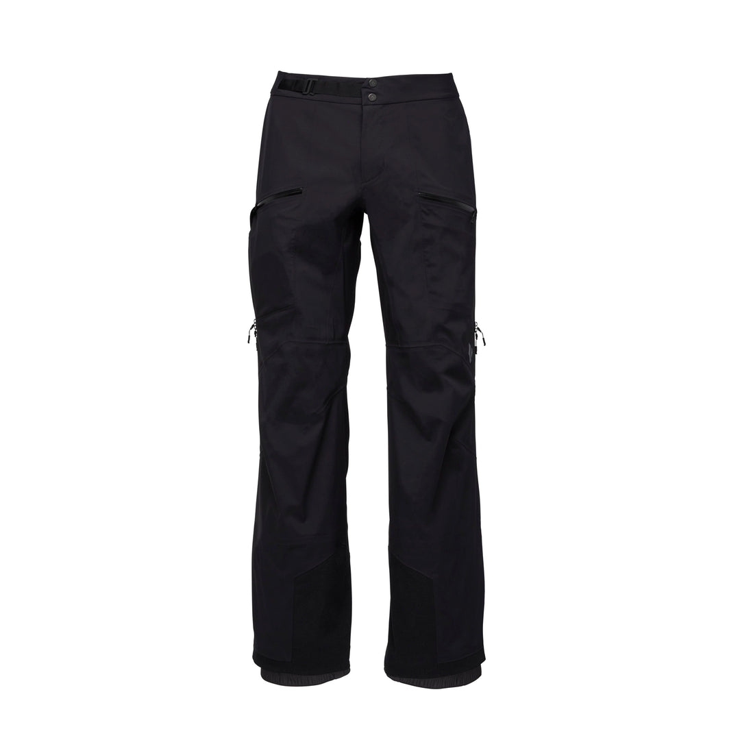 Black Diamond Men’s Recon LT Stretch Pants with BD.dry 3-layer waterproof fabric, four-way stretch construction, side vents, and reinforced insteps.