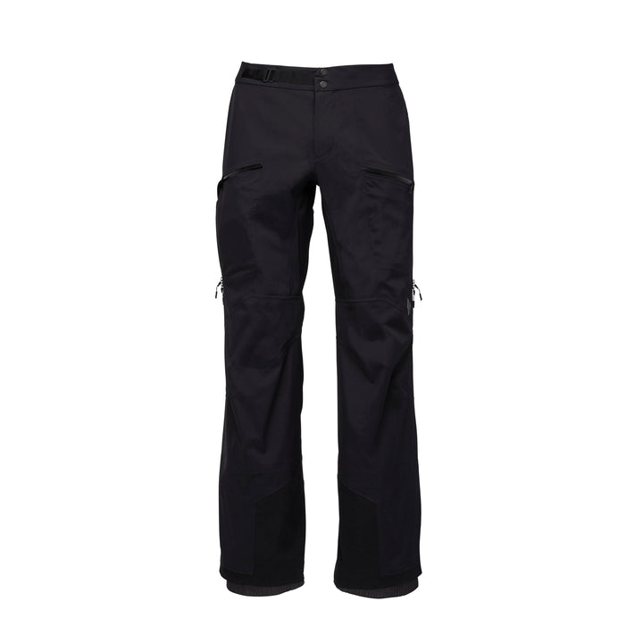 Black Diamond Men’s Recon LT Stretch Pants with BD.dry 3-layer waterproof fabric, four-way stretch construction, side vents, and reinforced insteps.