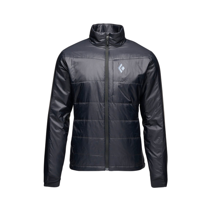 Black Diamond Men’s Solution 2.0 Jacket with lightweight synthetic insulation, stretch-woven outer fabric, full-zip design, and athletic performance fit. - Black