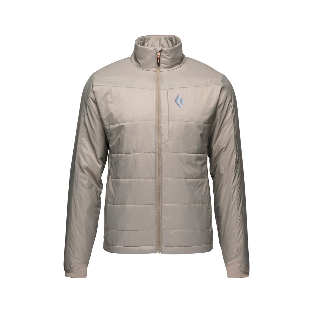 Black Diamond Men’s Solution 2.0 Jacket with lightweight synthetic insulation, stretch-woven outer fabric, full-zip design, and athletic performance fit. Walnut