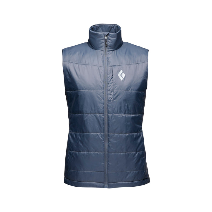 Black Diamond Men’s Solution 2.0 Vest with lightweight synthetic insulation, stretch-woven outer fabric, full-zip design, and athletic performance fit. Charcoal colour