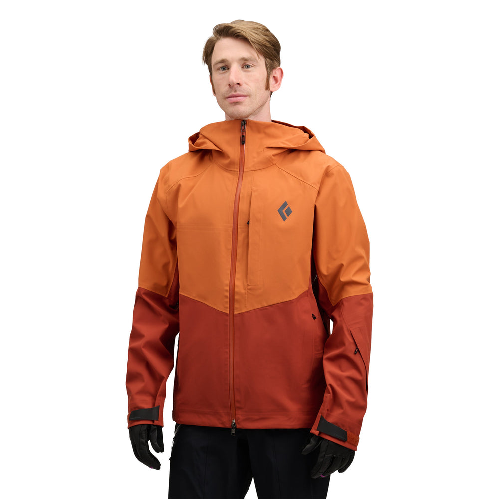 Black Diamond Men’s Recon Stretch Shell Jacket with BD.dry 3-layer waterproof fabric, stretch construction, pit zips, and men’s articulated fit.