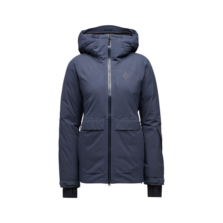 Black Diamond Women’s Factor Insulated Parka with GORE-TEX waterproof shell, body-mapped insulation, long parka length, and women’s performance fit.