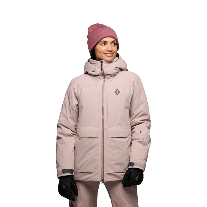 Black Diamond Women’s Factor Insulated Parka with GORE-TEX waterproof shell, body-mapped insulation, long parka length, and women’s performance fit.
