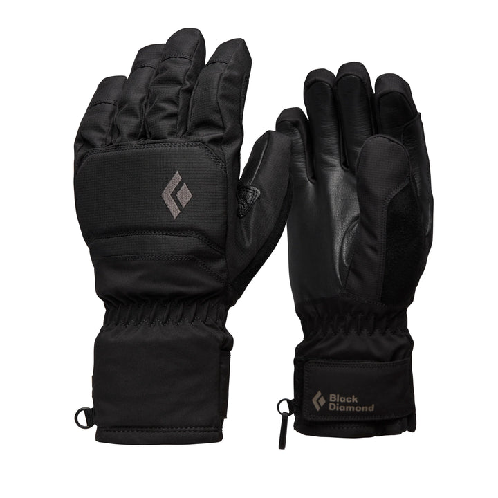 Black Diamond Mission Gloves with GORE-TEX waterproof insert, goat leather palm, high-loft insulation, and fleece lining Black.