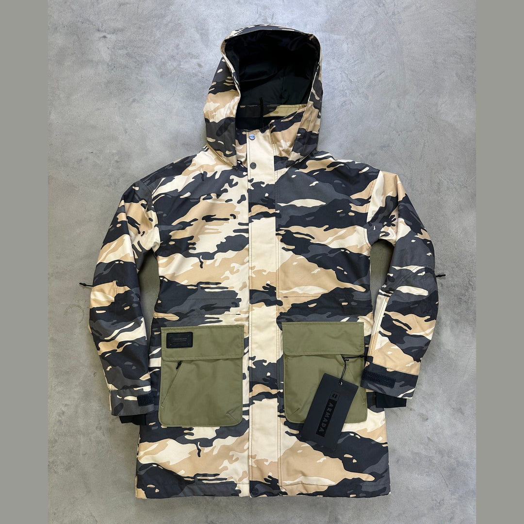 Armada Lunara 2L Insulated Jacket with waterproof shell, mapped insulation, adjustable hood, and powder skirt.