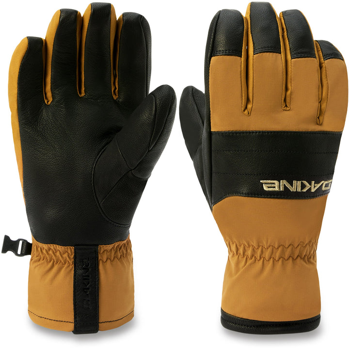 both Dakine Baron Coupe Gloves in Rubber with water-resistant shell, warm fleece lining, reinforced grip palm, and extended cuff.