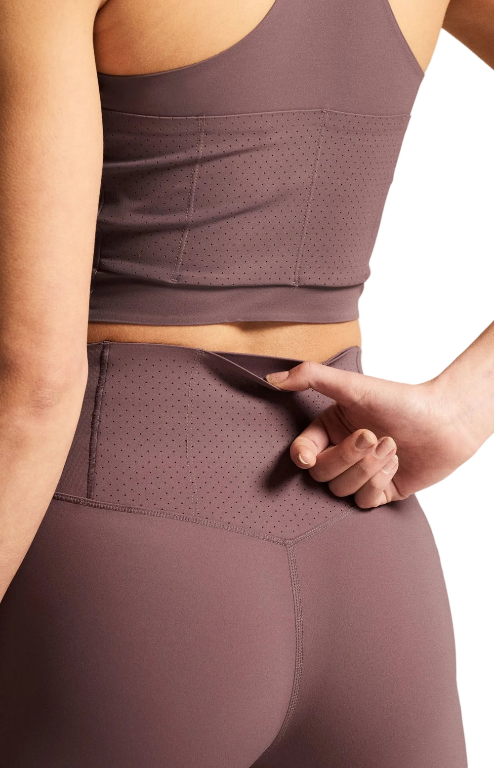 Women model wearing Craft Hypervent Tights Women's Flint Back View