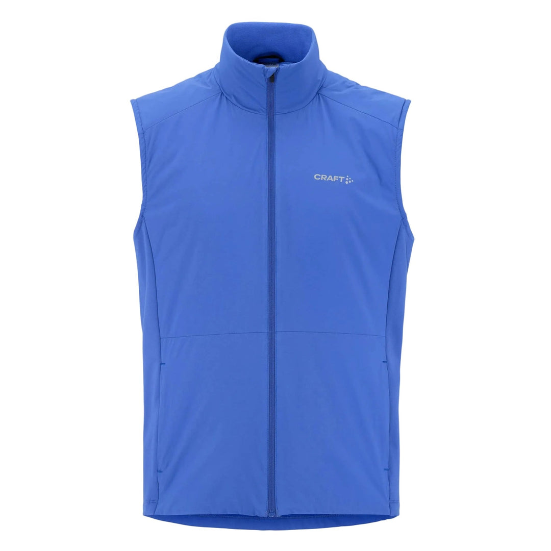 Craft ADV Essence Warm Vest 2 men’s insulated training vest in Ink Blue with breathable stretch back panel.