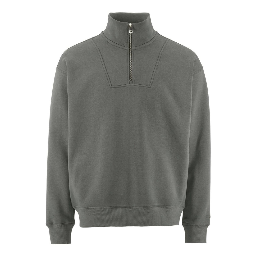 Gray half-zip sweatshirt on a white background