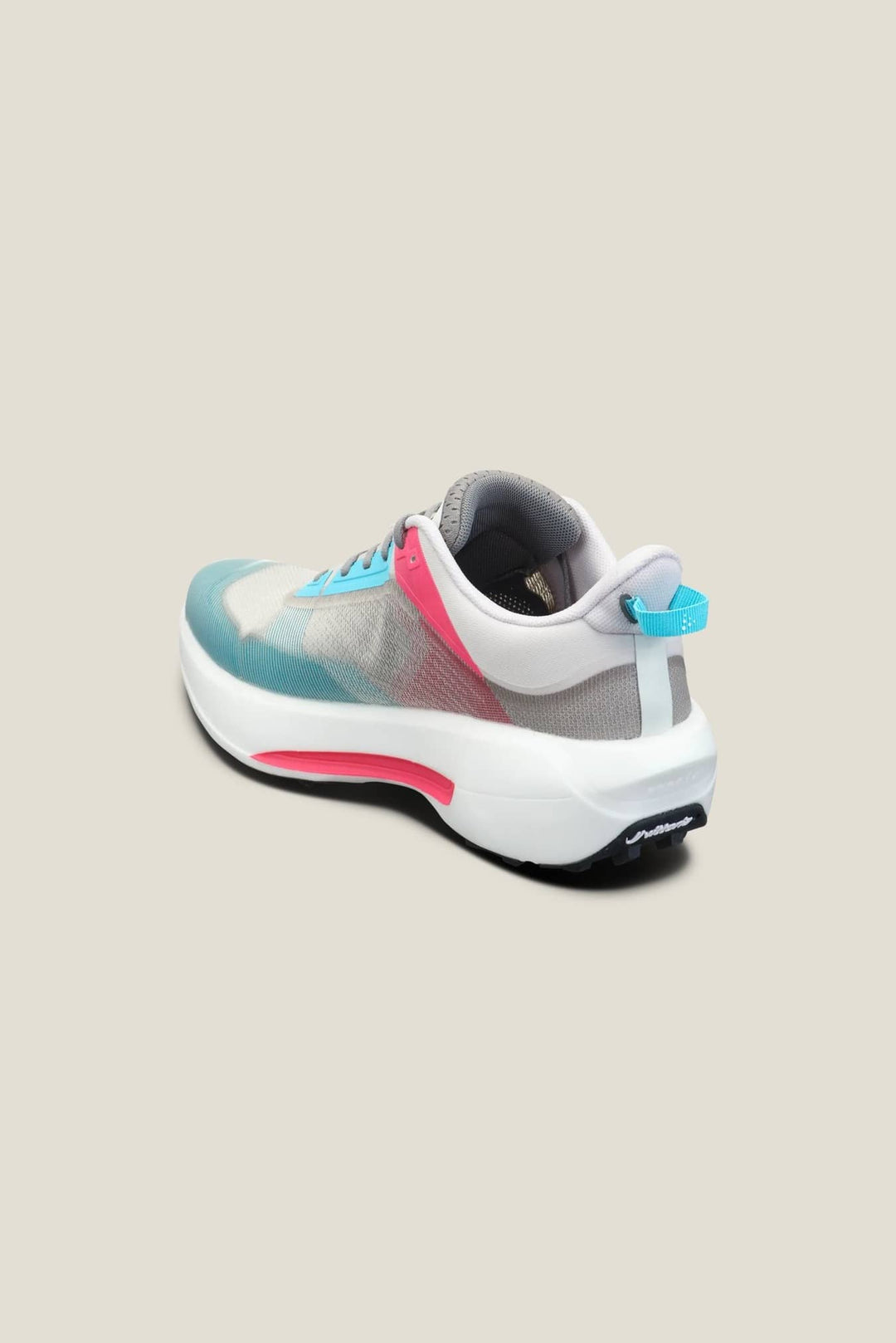 Multicolored sneaker on a light gray background