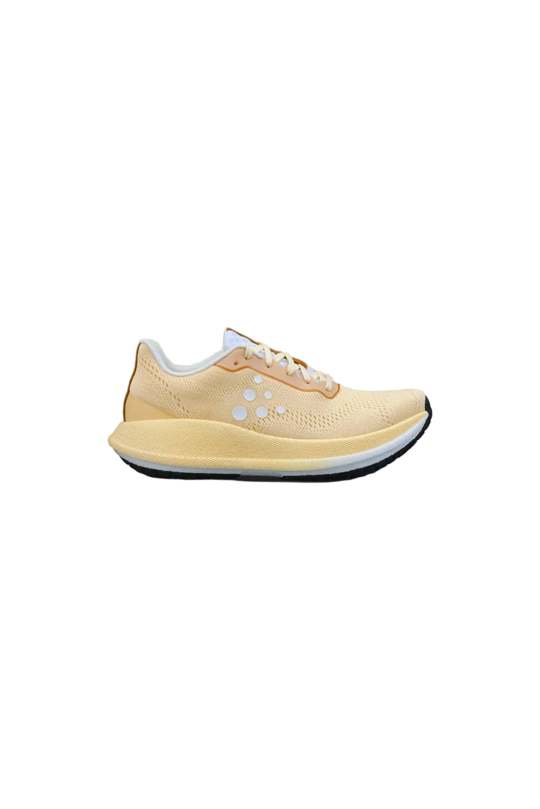 Yellow running shoe on a white background