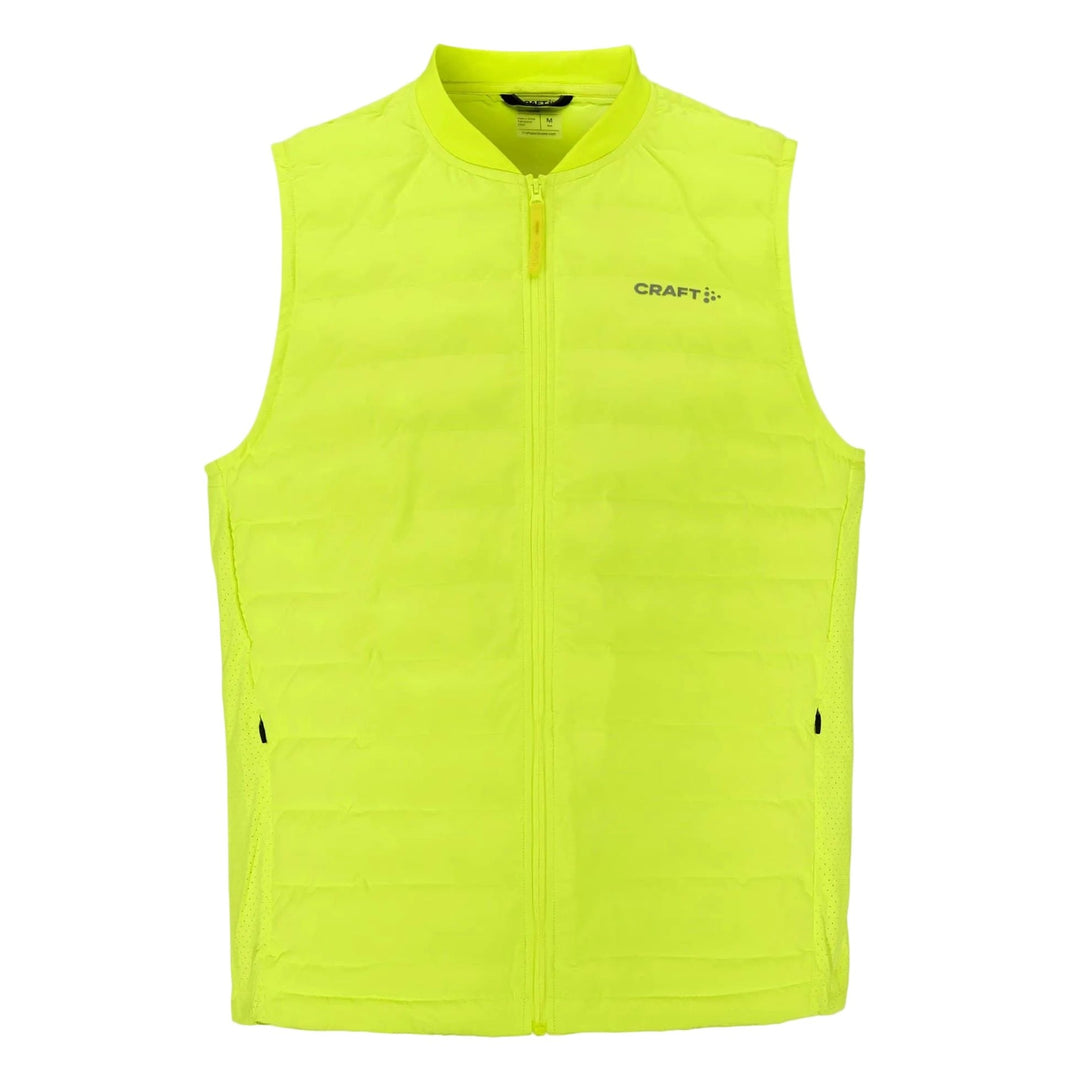 Yellow vest with a brand logo on a white background