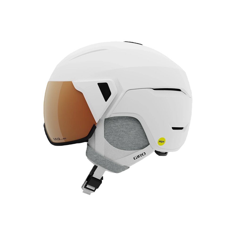 White Giro Aria Spherical ski and snowboard helmet with VIVID shield