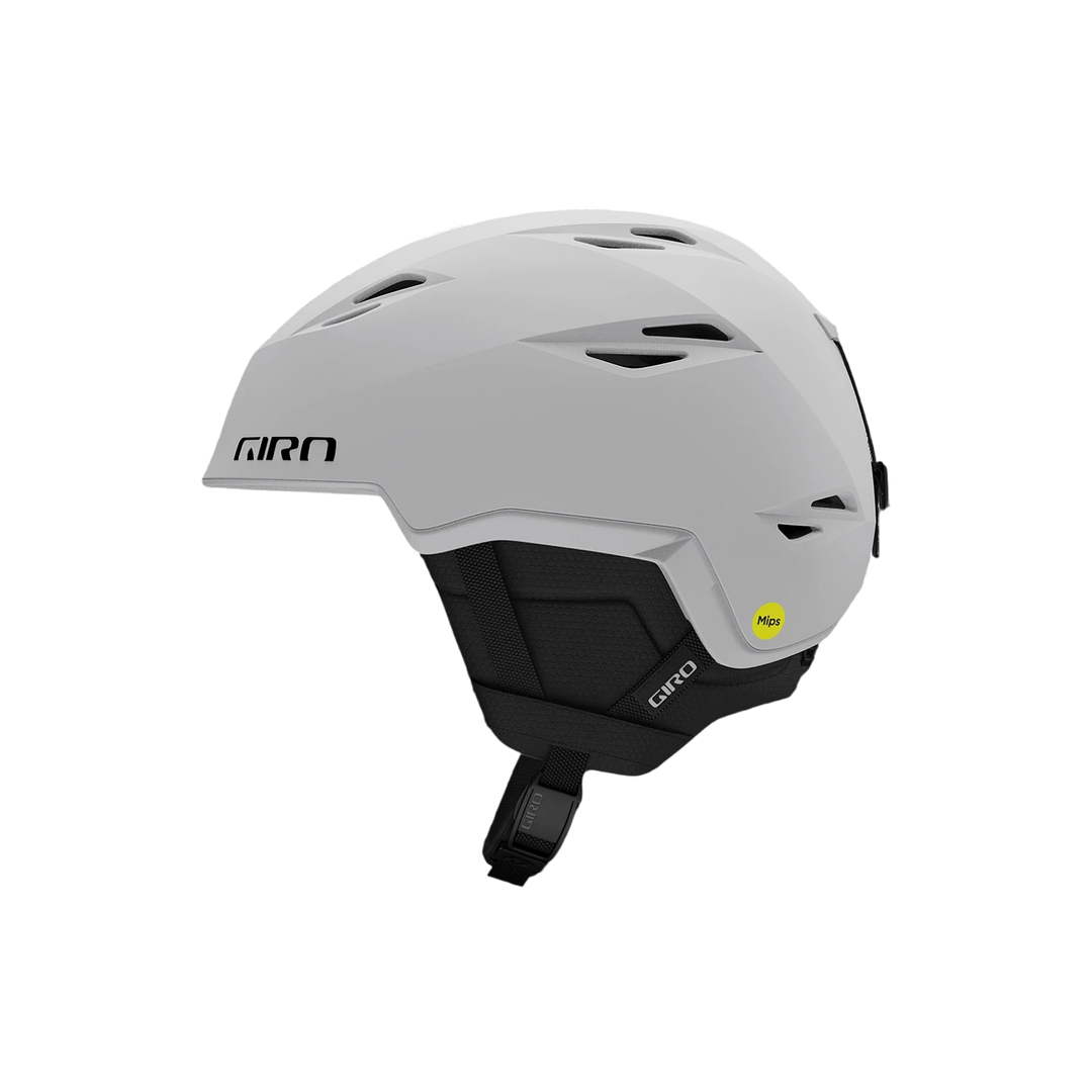 Side view of Giro Grid Spherical Helmet Matte Light Grey with dial-fit system
