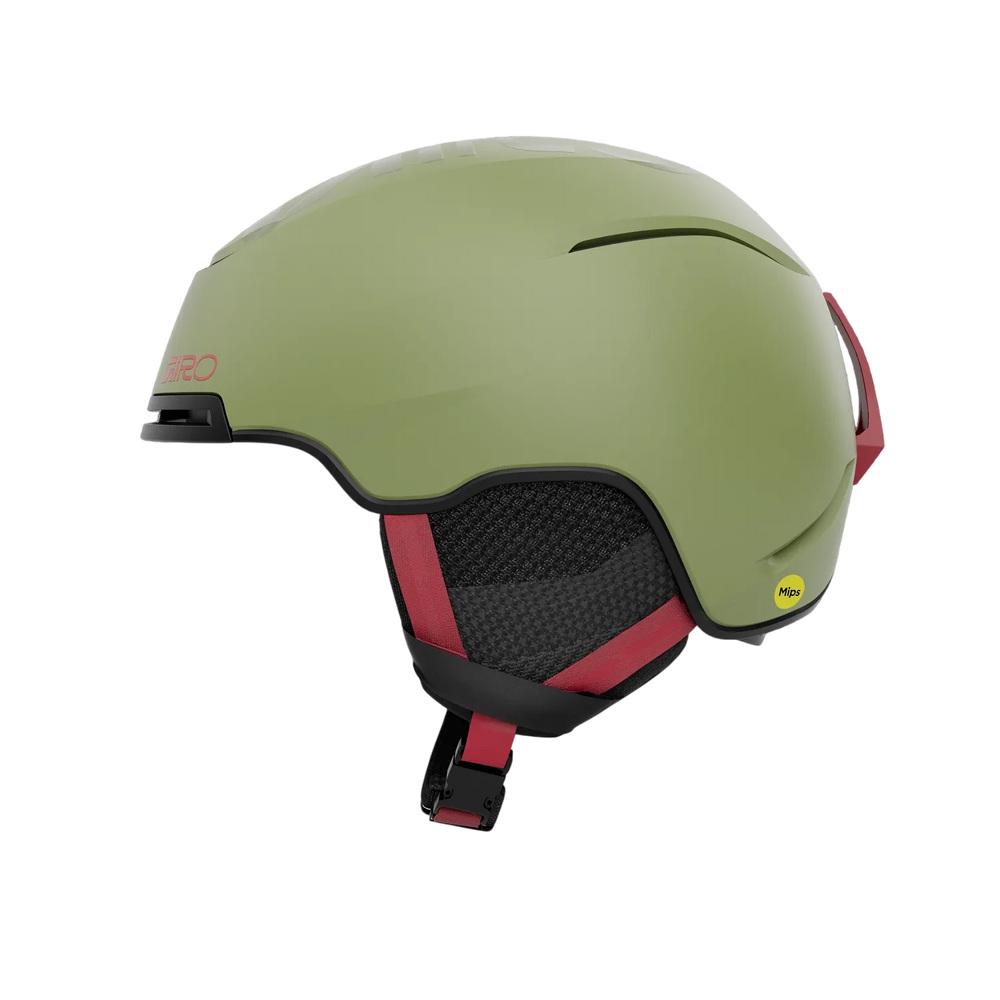 Side view of Giro Jackson MIPS Helmet Matte Flo Green showing vent channels and dial fit