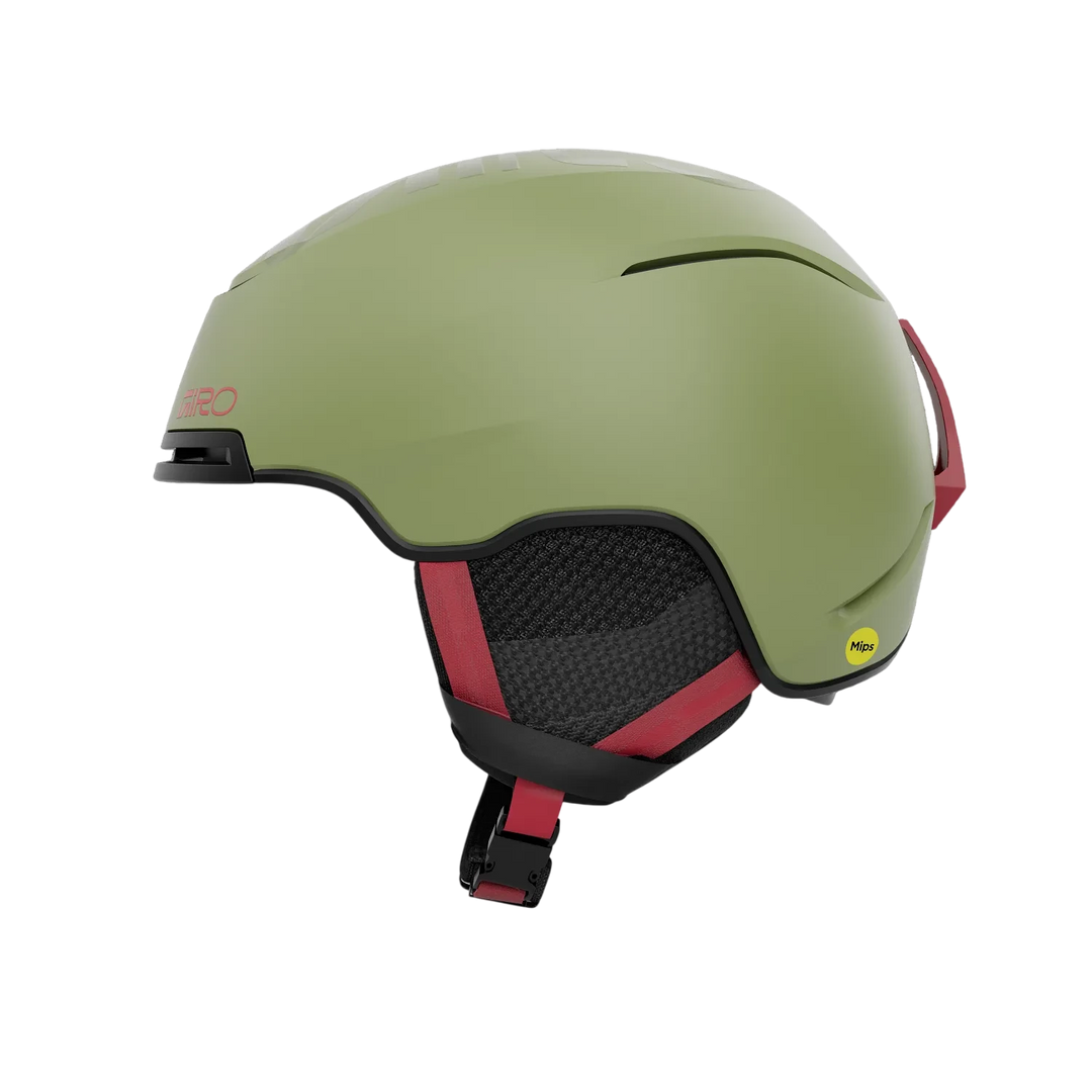 Side view of Giro Jackson MIPS Helmet Matte Flo Green showing vent channels and dial fit