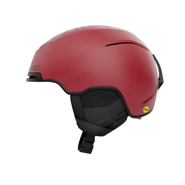 Side view of Giro Jackson MIPS Helmet Matte Red with venting and fit dial.
