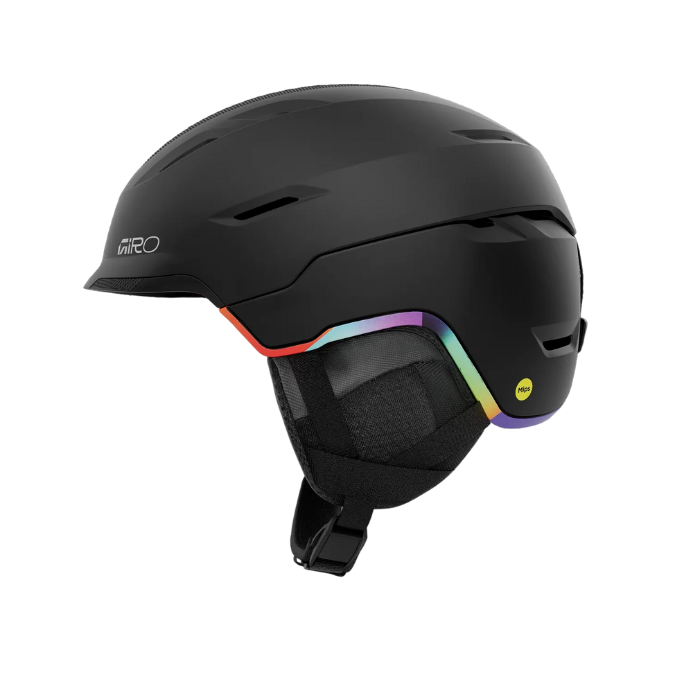 Side view of Giro Tor Spherical Helmet Matte Black/Multi showing vents and fit dial.