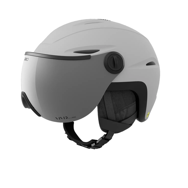 Matte Light Grey/Vivid Onyx Giro Vue MIPS VIVID Helmet in Colour 1814 with integrated visor.