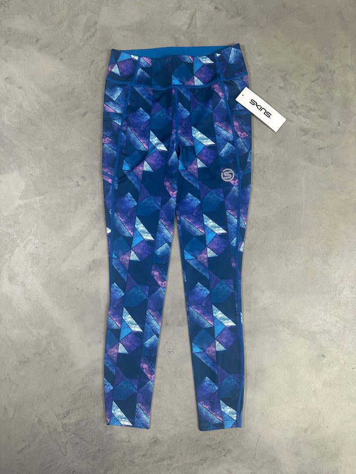 SKINS Series-3 Women’s Long Tights PKT 2.0 – Blue Mix Geo
