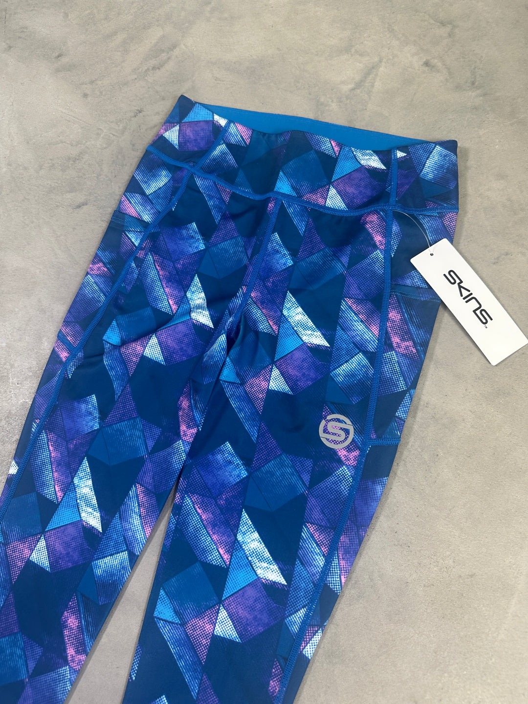 SKINS Series-3 Women’s Long Tights PKT 2.0 – Blue Mix Geo