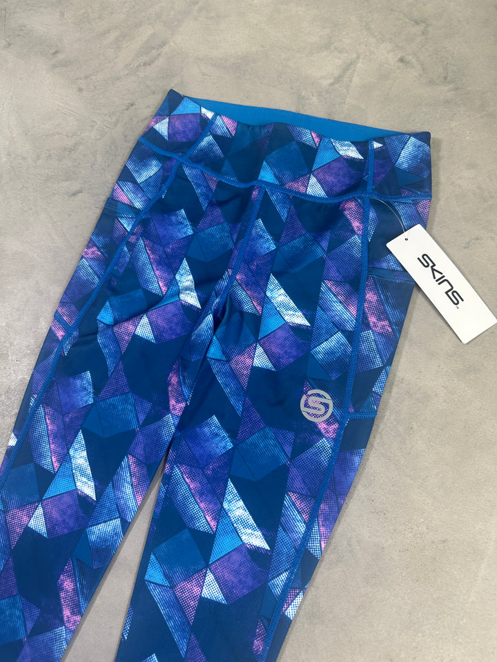 SKINS Series-3 Women’s Long Tights PKT 2.0 – Blue Mix Geo